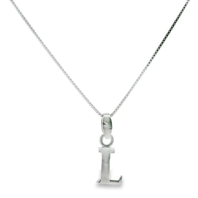 Letter L Silver Initial Pendant Necklace, 40-45cm