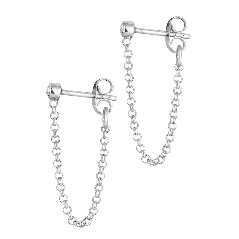 Ohrstecker Ear Chain | Mit Kristallen von Swarovski® (Weiß)
