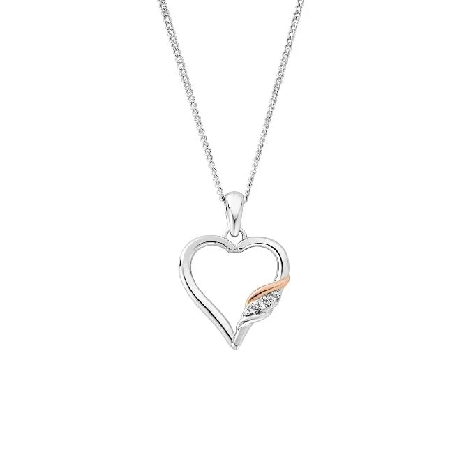Past Present Future Silver Heart Pendant with Topaz