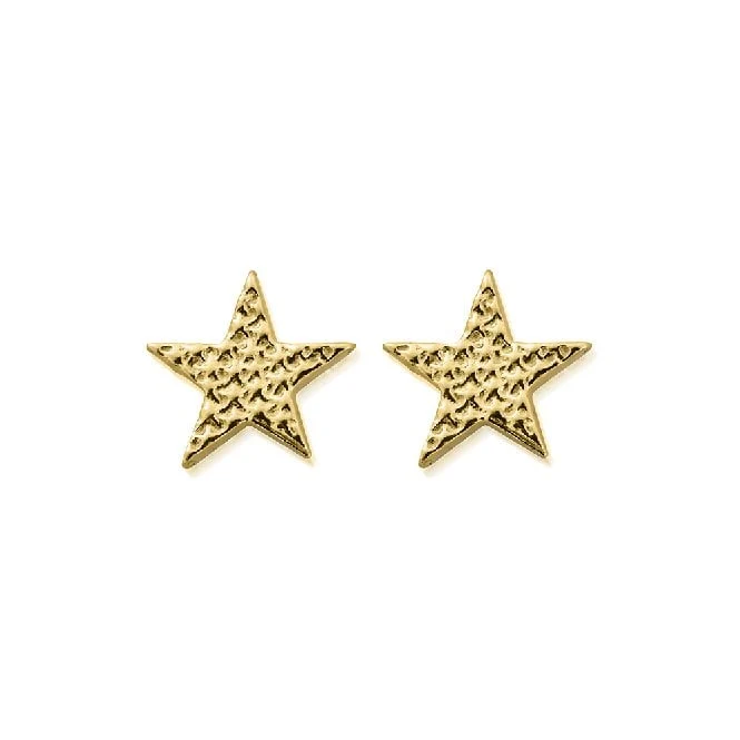 Gold Sparkle Star Stud Earrings