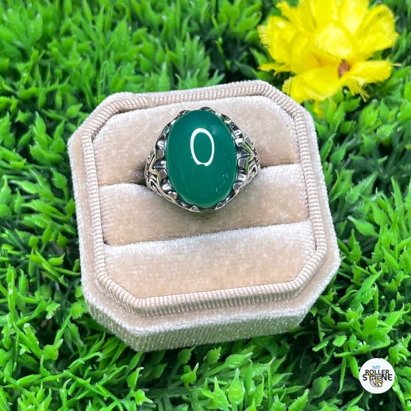 Pfauengrüner Onyx-Silber-Siegelring