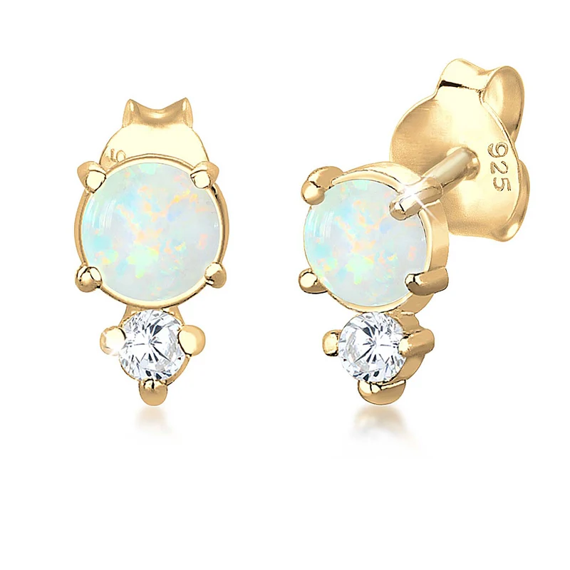 Ohrstecker Kreis | Opal ( Weiß )