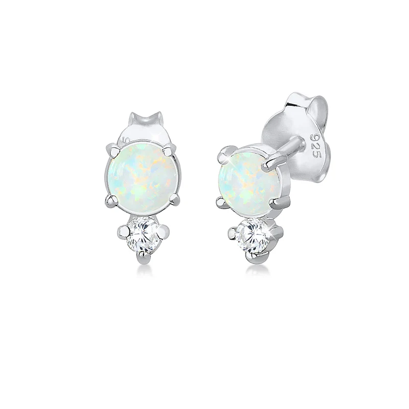Ohrstecker Kreis | Opal ( Weiß )
