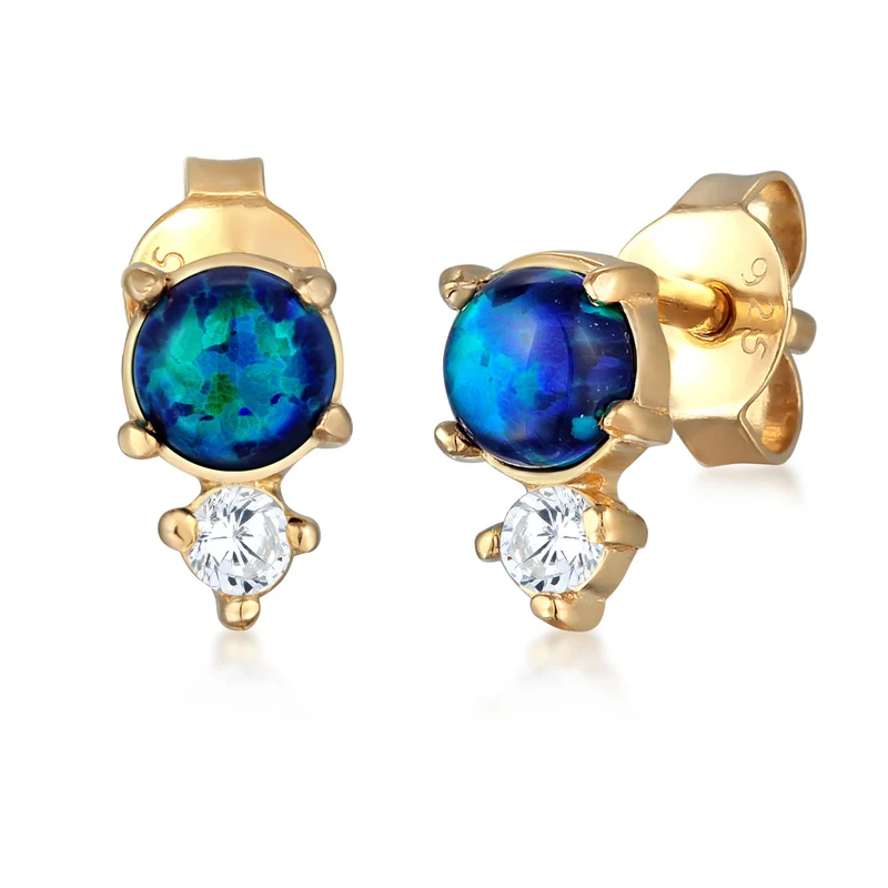 Ohrstecker Kreis | Opal ( Weiß )