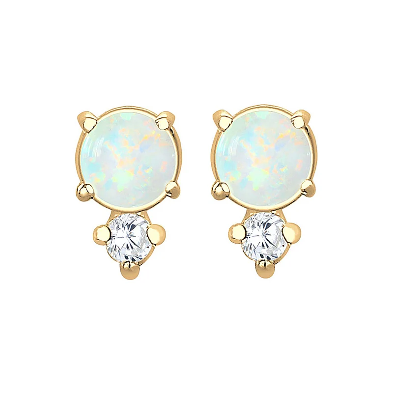 Ohrstecker Kreis | Opal ( Weiß )