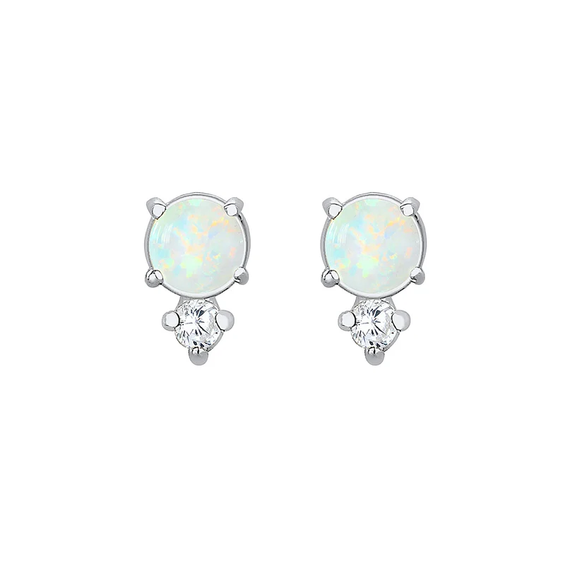 Ohrstecker Kreis | Opal ( Weiß )