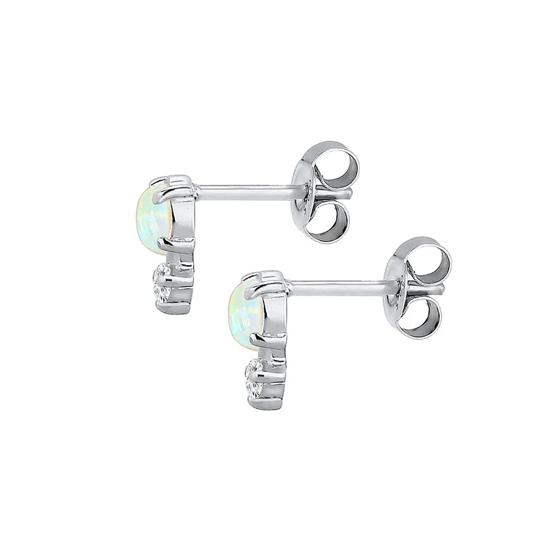 Ohrstecker Kreis | Opal ( Weiß )