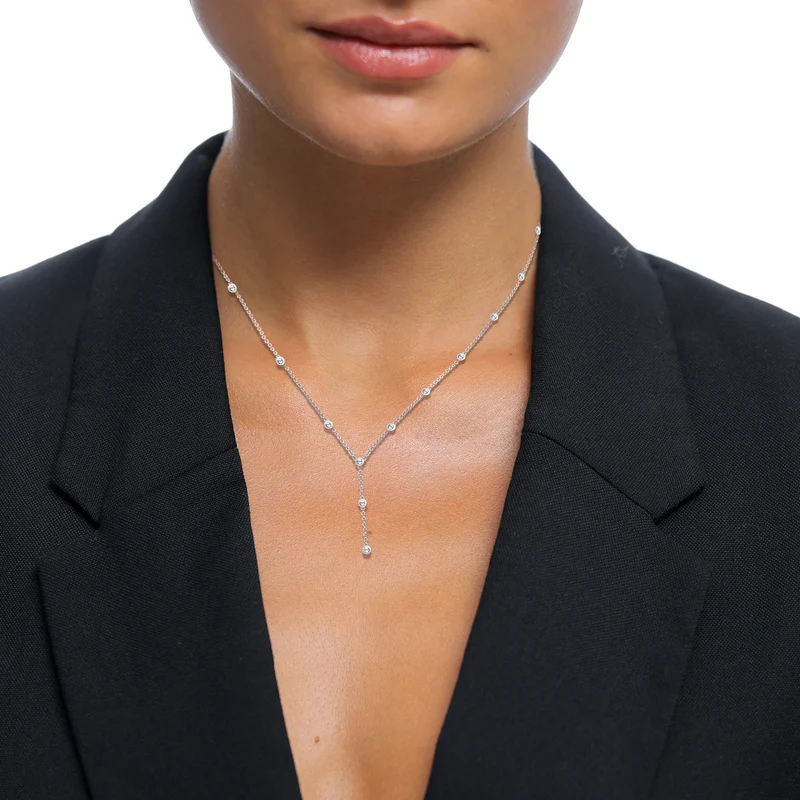 Y-Halskette | Mit Kristallen von Swarovski® (Weiß)