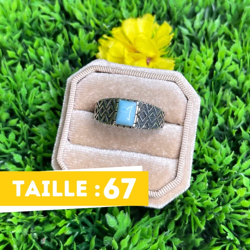 Silberner Larimar-Diamant-Siegelring Nr. 3