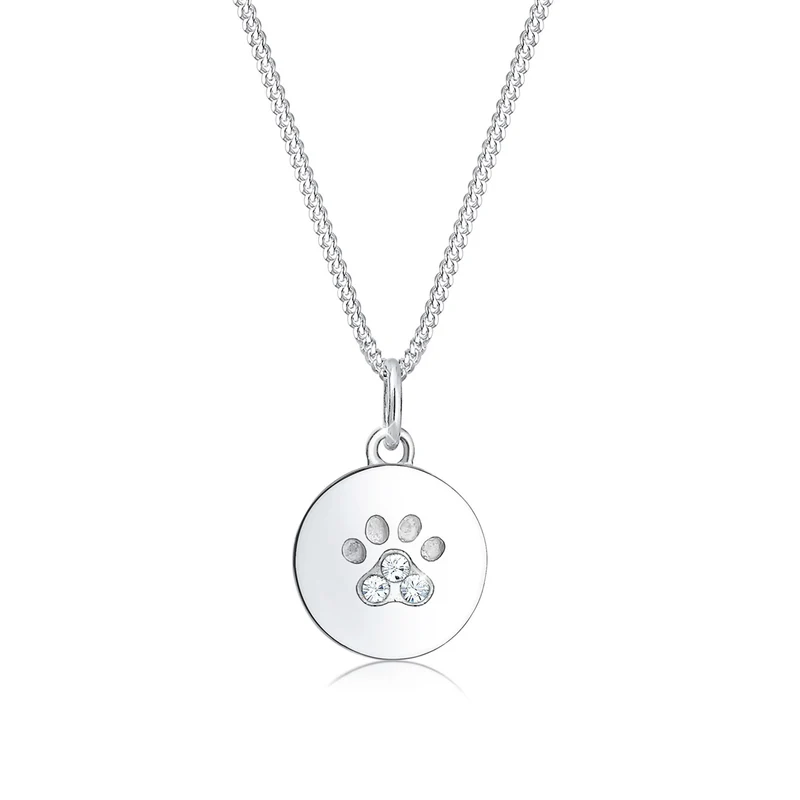 Halskette Pfote | Mit Kristallen von Swarovski® (Weiß)