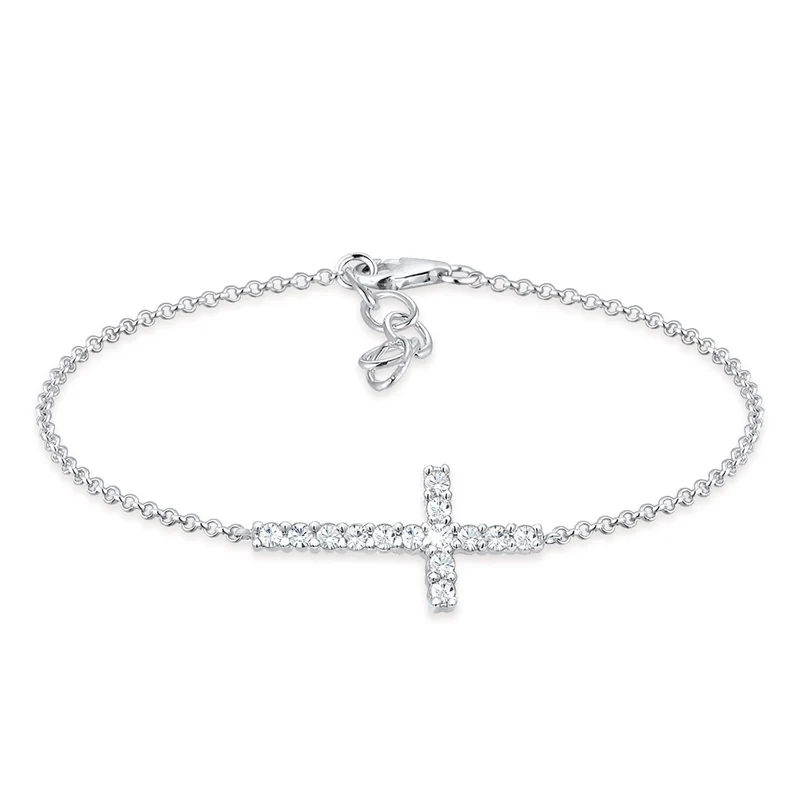 Armband Kreuz | Mit Kristallen von Swarovski® (Weiß)