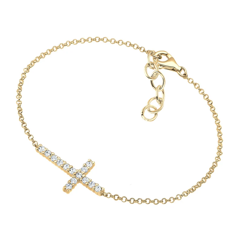 Armband Kreuz | Mit Kristallen von Swarovski® (Weiß)