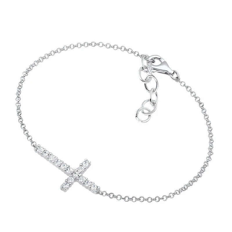Armband Kreuz | Mit Kristallen von Swarovski® (Weiß)