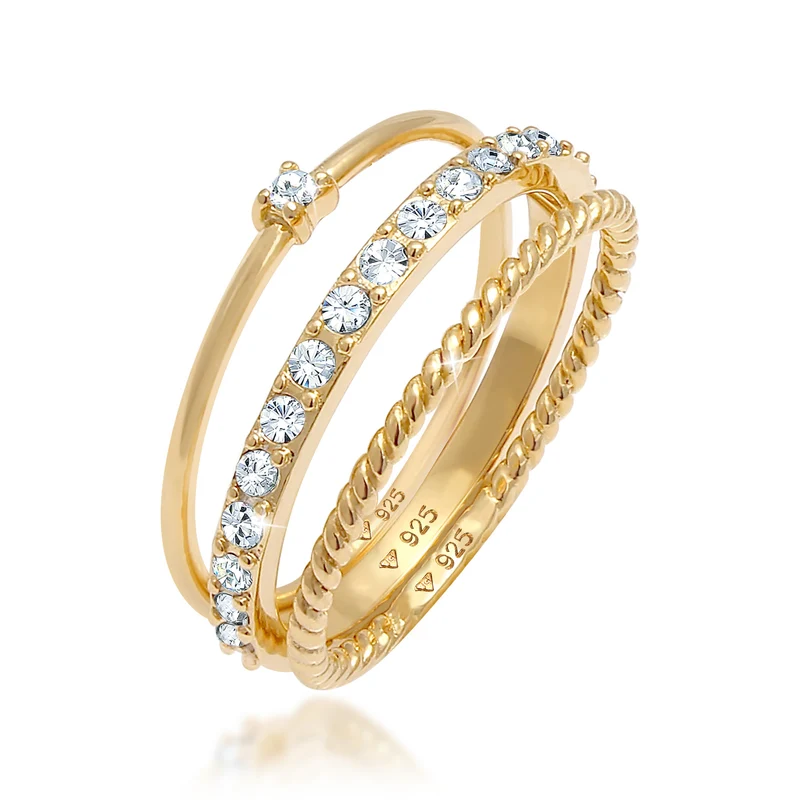 Stapelring 3er Set | Mit Kristallen von Swarovski® (Weiß)
