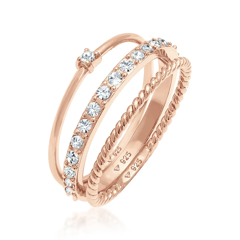 Stapelring 3er Set | Mit Kristallen von Swarovski® (Weiß)