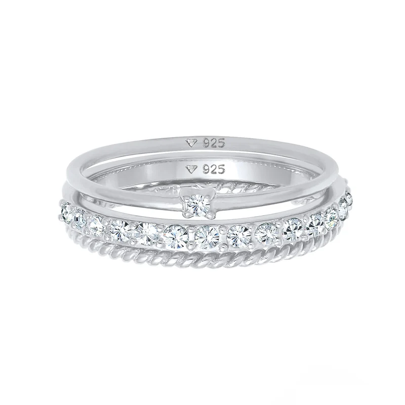 Stapelring 3er Set | Mit Kristallen von Swarovski® (Weiß)