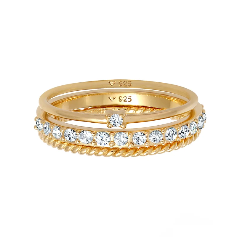 Stapelring 3er Set | Mit Kristallen von Swarovski® (Weiß)