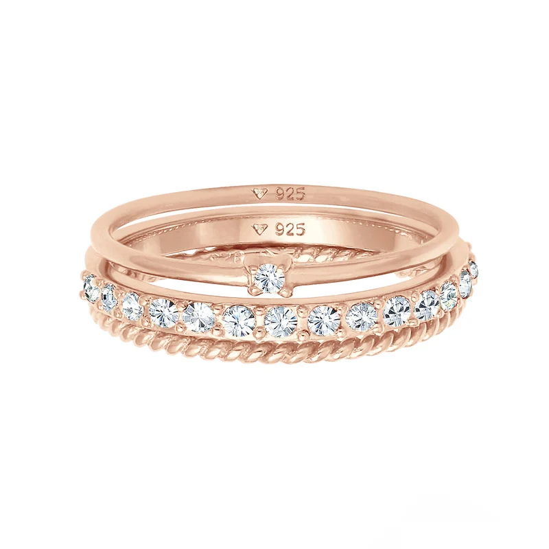 Stapelring 3er Set | Mit Kristallen von Swarovski® (Weiß)