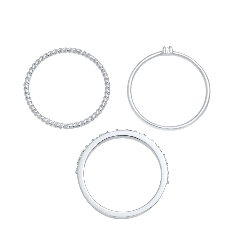 Stapelring 3er Set | Mit Kristallen von Swarovski® (Weiß)