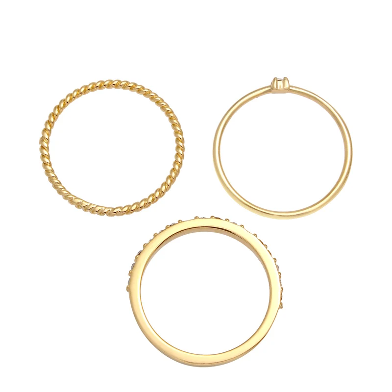 Stapelring 3er Set | Mit Kristallen von Swarovski® (Weiß)
