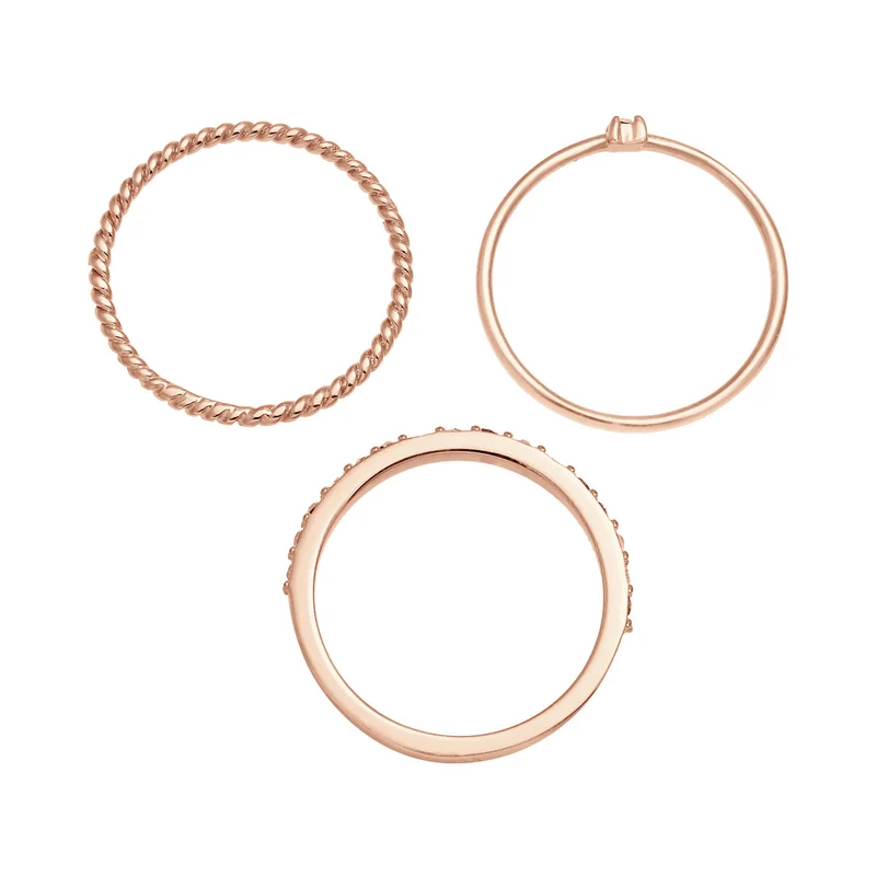 Stapelring 3er Set | Mit Kristallen von Swarovski® (Weiß)