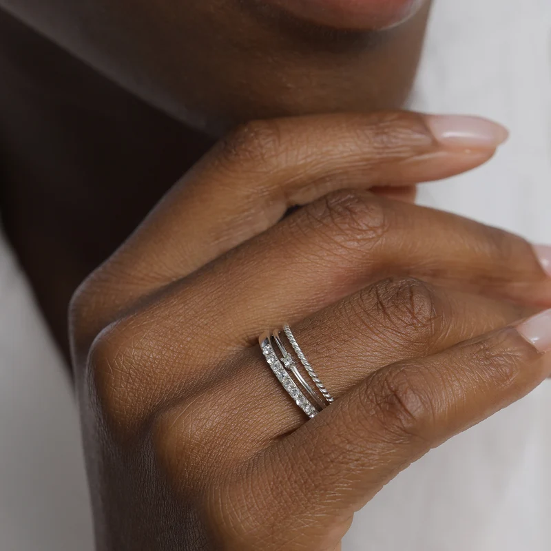Stapelring 3er Set | Mit Kristallen von Swarovski® (Weiß)