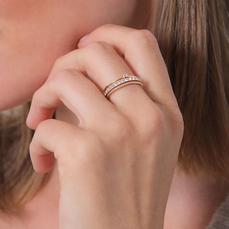 Stapelring 3er Set | Mit Kristallen von Swarovski® (Weiß)