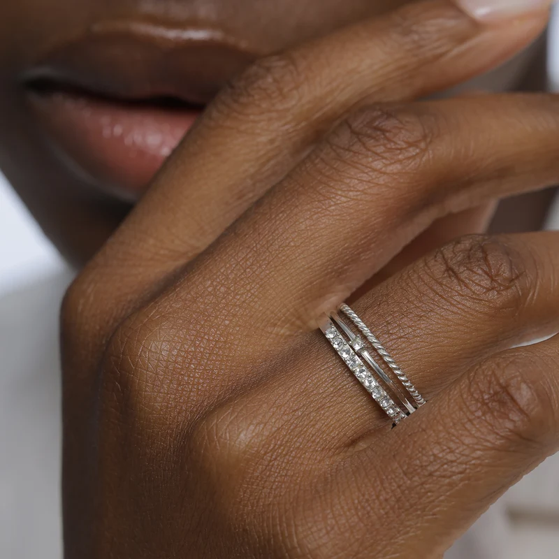 Stapelring 3er Set | Mit Kristallen von Swarovski® (Weiß)