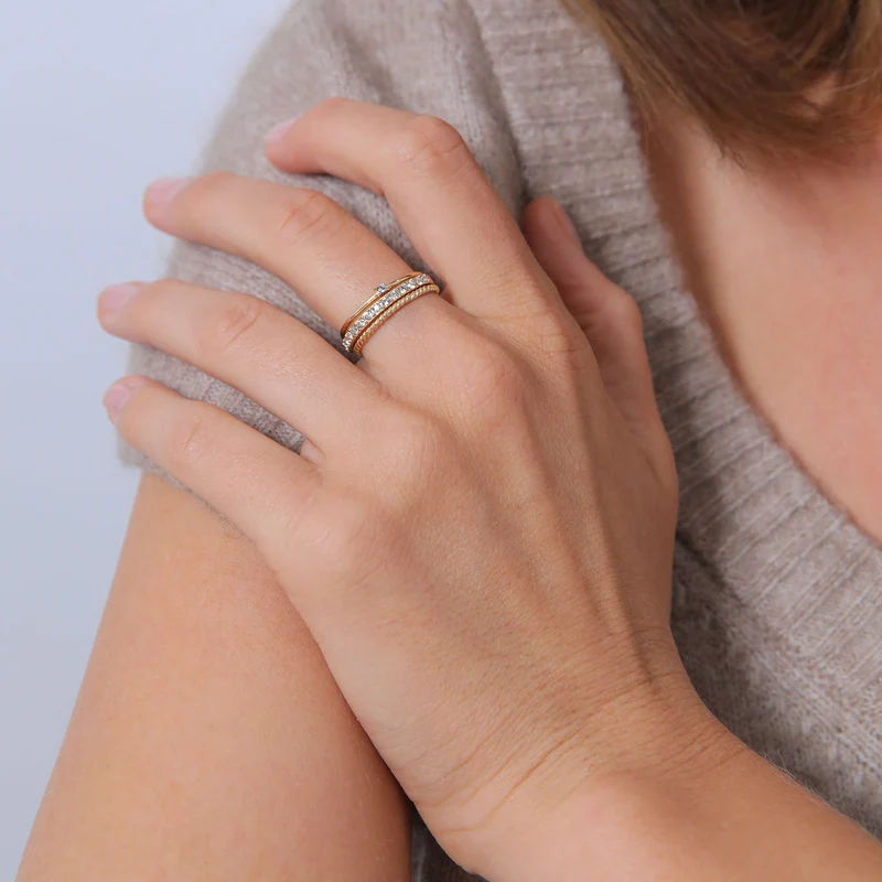 Stapelring 3er Set | Mit Kristallen von Swarovski® (Weiß)