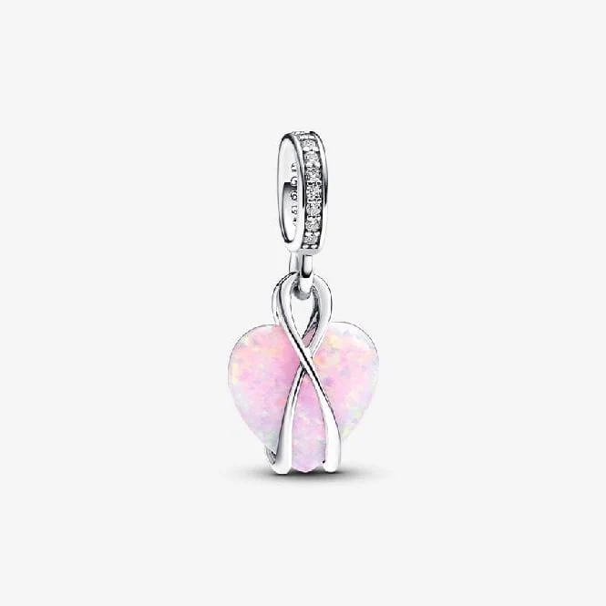 Mum Opalescent Heart Dangle Charms