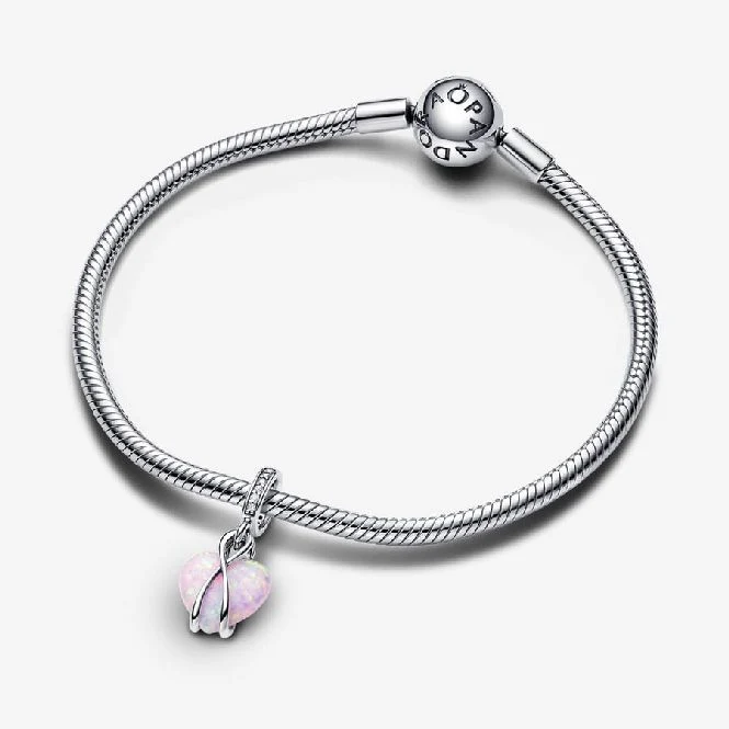 Mum Opalescent Heart Dangle Charms
