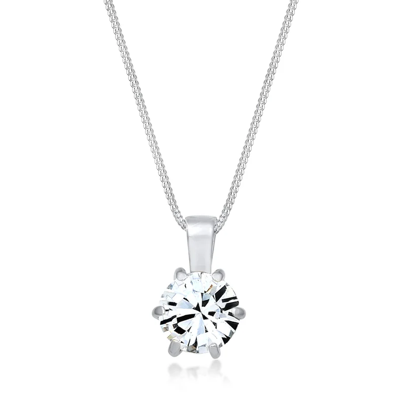 Halskette Solitär Anhänger | Mit Kristallen von Swarovski® (Weiß)