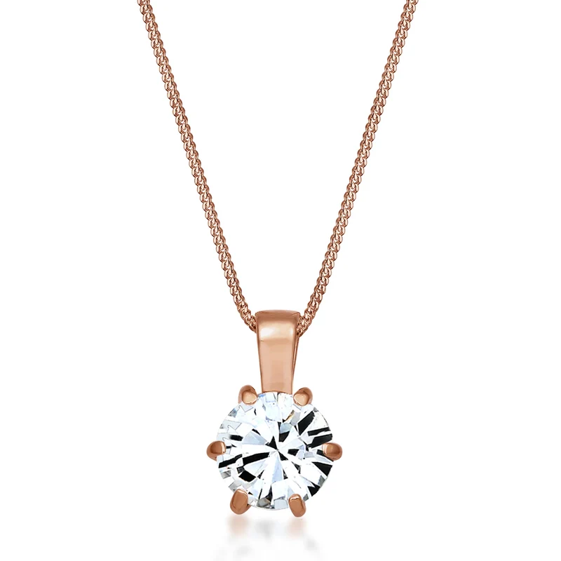 Halskette Solitär Anhänger | Mit Kristallen von Swarovski® (Weiß)