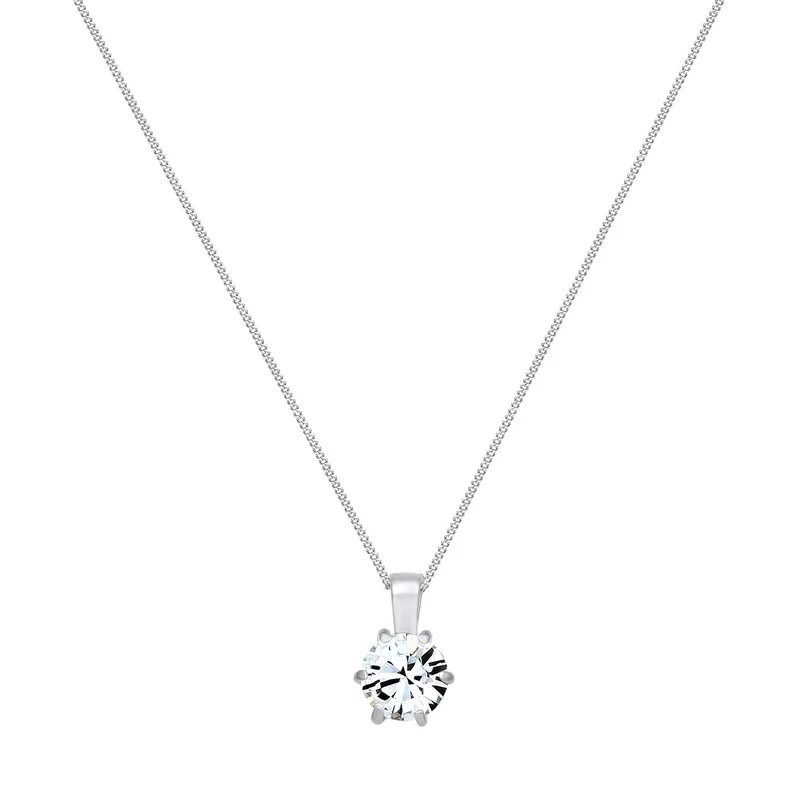 Halskette Solitär Anhänger | Mit Kristallen von Swarovski® (Weiß)