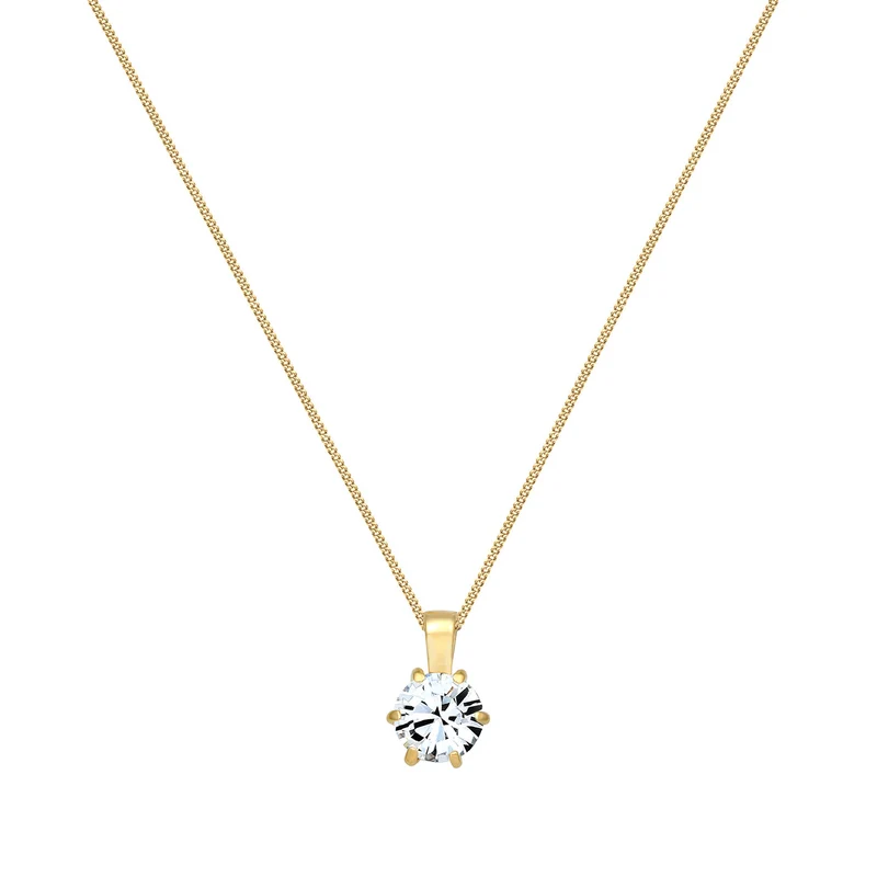 Halskette Solitär Anhänger | Mit Kristallen von Swarovski® (Weiß)