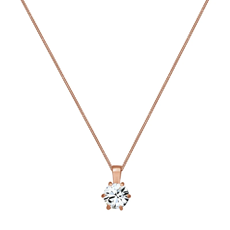 Halskette Solitär Anhänger | Mit Kristallen von Swarovski® (Weiß)