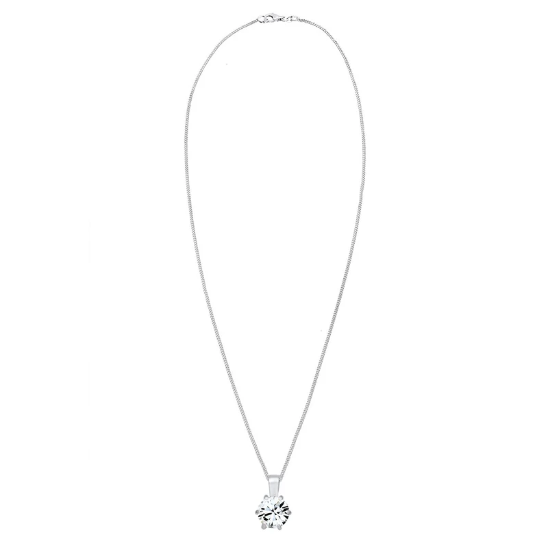 Halskette Solitär Anhänger | Mit Kristallen von Swarovski® (Weiß)