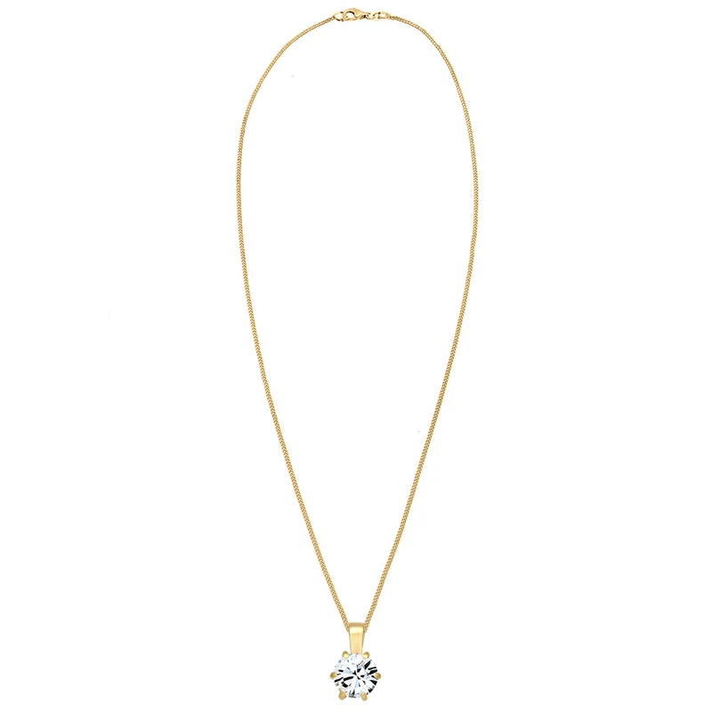 Halskette Solitär Anhänger | Mit Kristallen von Swarovski® (Weiß)