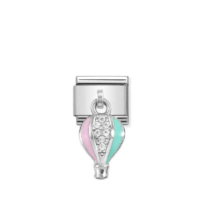 Classic Silver and Enamel Hot Air Balloon with CZ Fashion & Fun Charms