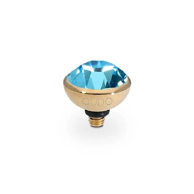 Bottone Gold and Aquamarine Crystal Ring Gem Top, 10mm