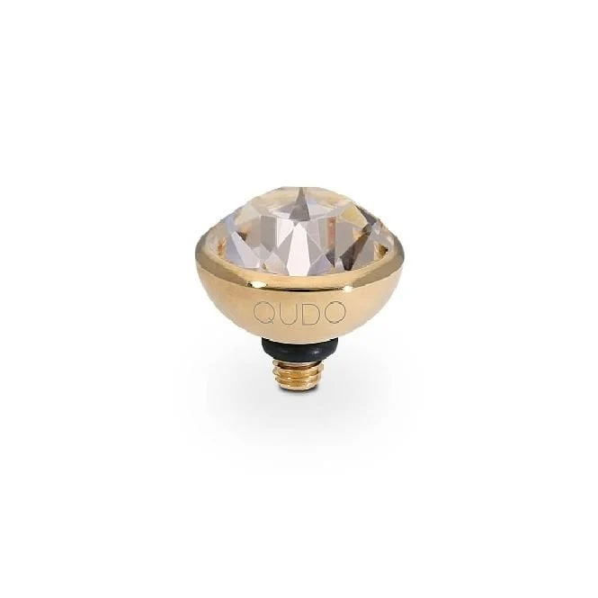 Bottone Gold and Pink Silk Crystal Ring Gem Top, 10mm