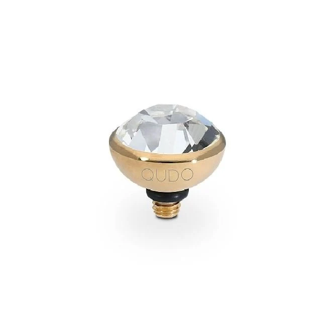 Bottone Gold and Clear Crystal Crystal Ring Gem Top, 10mm