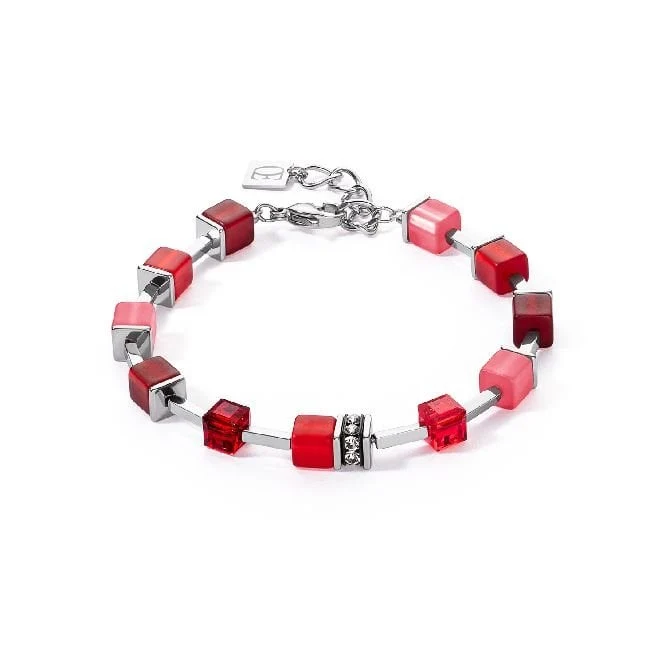 GeoCUBE Iconic Pure Bracelet in Silver & Red