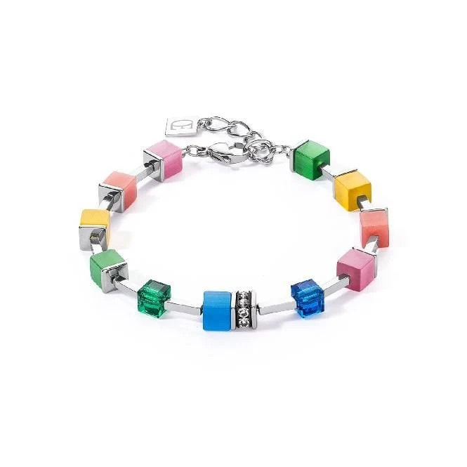 GeoCUBE Iconic Pure Bracelet in Silver & Rainbow Multicolours