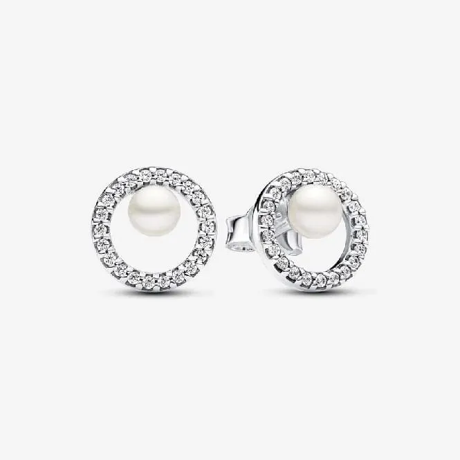 Treated Freshwater Cultured Pearl & Pave Halo Stud Earrings