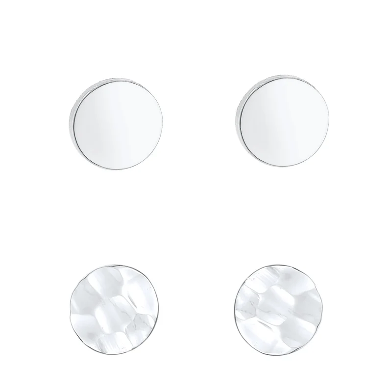Ohrstecker Set Gehämmert & Glänzend
