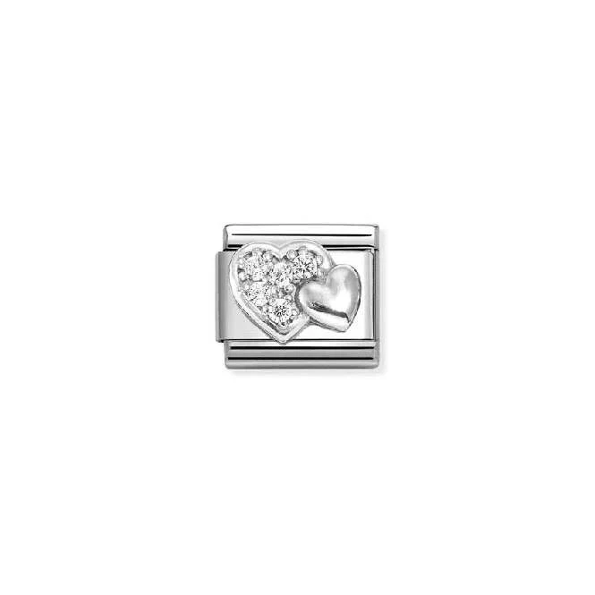 Classic Silver and CZ Raised Hearts Love & Hearts Charms