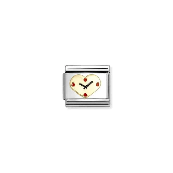 Classic Gold and Red Enamel Heart Clock Love & Hearts Charms