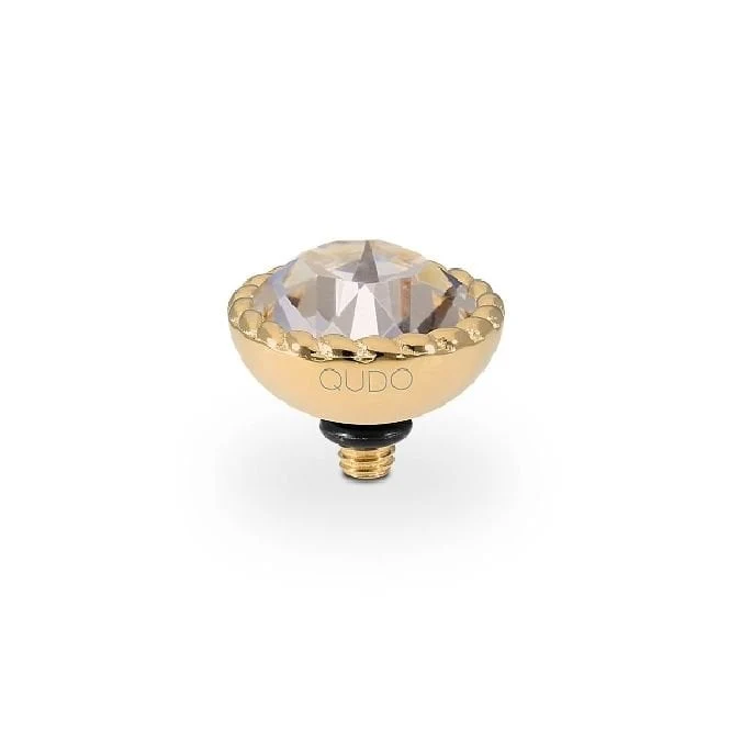 Bocconi Gold and Pink Silk Crystal Ring Gem Top, 11mm