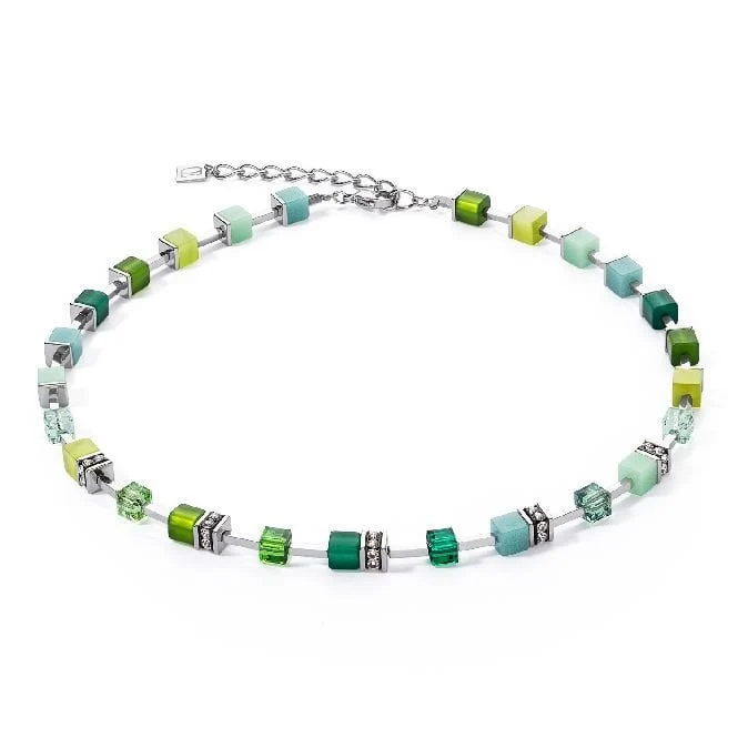 GeoCUBE Iconic Pure Necklace in Silver & Green